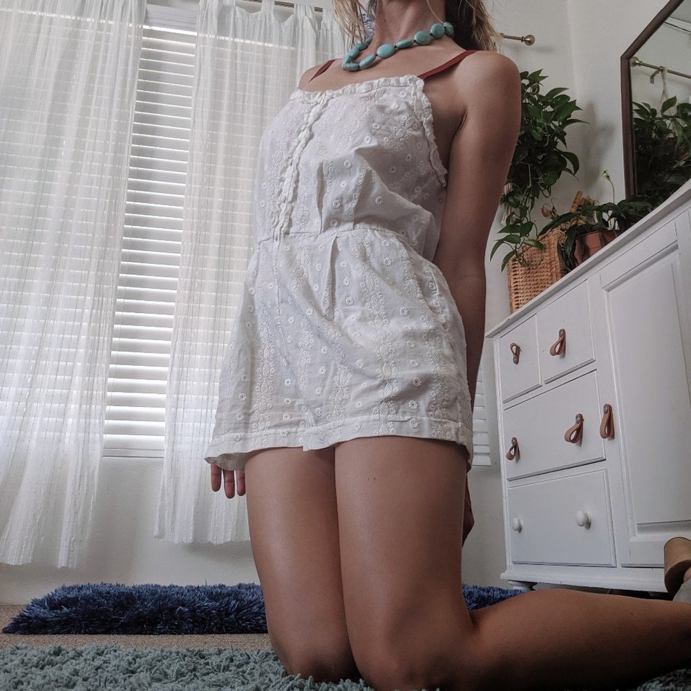 Anthropologie White  Romper Eyelet Small Shorts